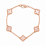 Pulsera Van Cleef Rose Gold y Rosado Claro Treboles Pequeños