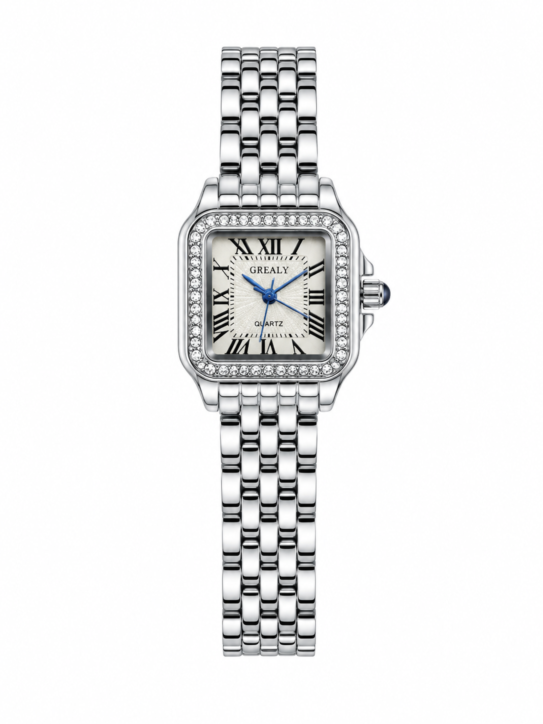 Reloj GREALY Plateado con Piedras Tipo Cartier
