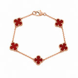 Pulsera Rose Gold Van Cleef Rojo Treboles Pequeños