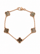 Pulsera Rose Gold Van Cleef Gris Treboles Pequeños