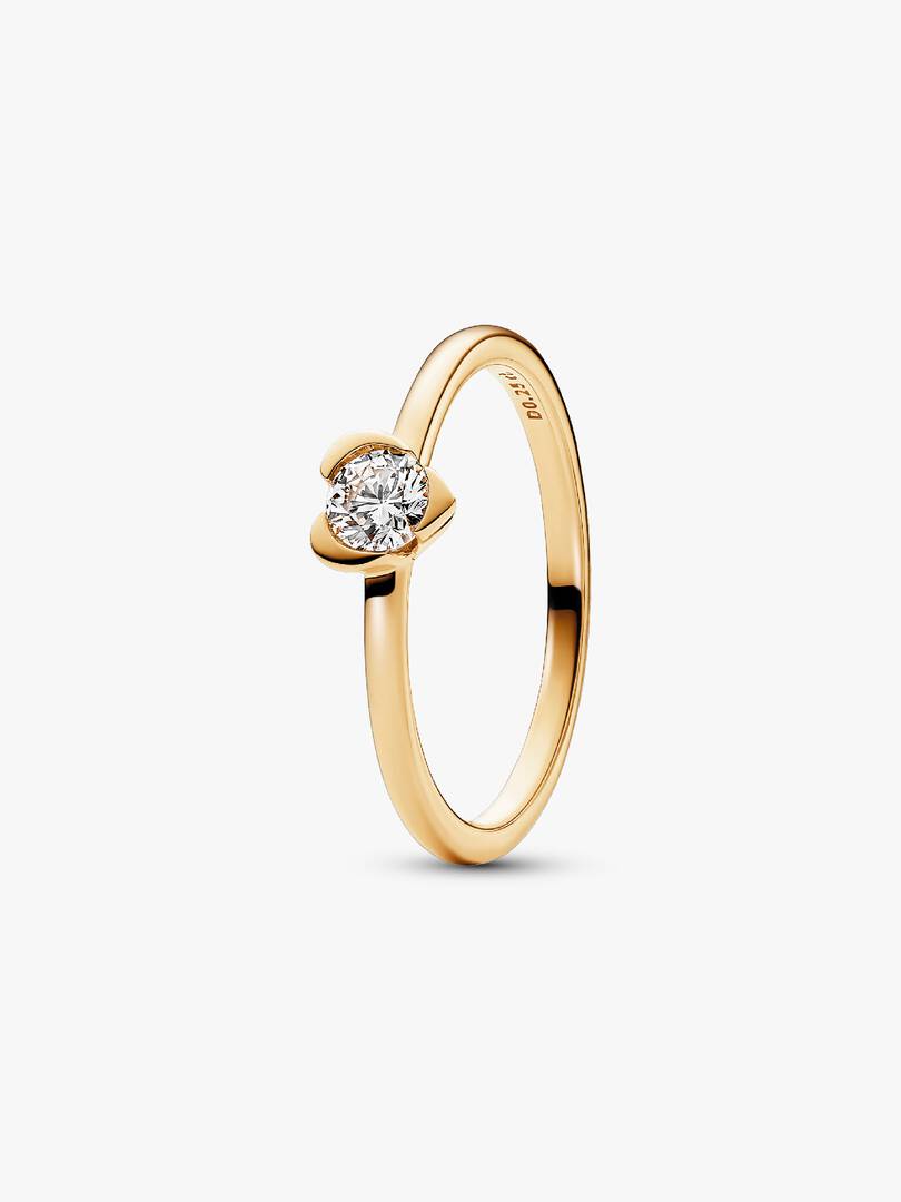 Anillo Solitario Minimalista Dorado con Zirconia Brillante