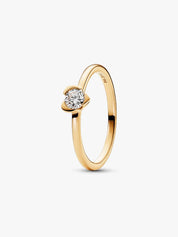 Anillo Solitario Minimalista Dorado con Zirconia Brillante