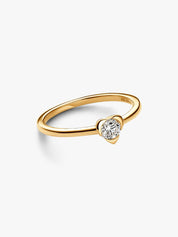 Anillo Solitario Minimalista Dorado con Zirconia Brillante