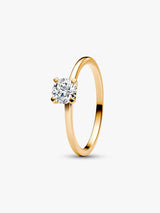 Anillo Solitario Clásico en Dorado con Zirconia Brillante