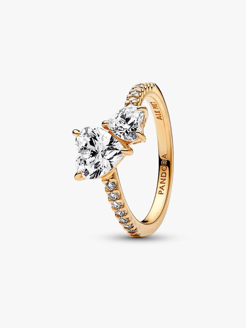 Anillo Doble Corazon Dorado
