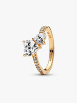 Anillo Doble Corazon Dorado