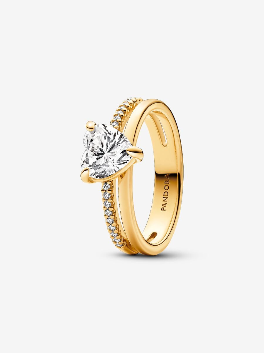 Anillo Dorado Corazón Doble Alianza