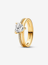 Anillo Dorado Corazón Doble Alianza