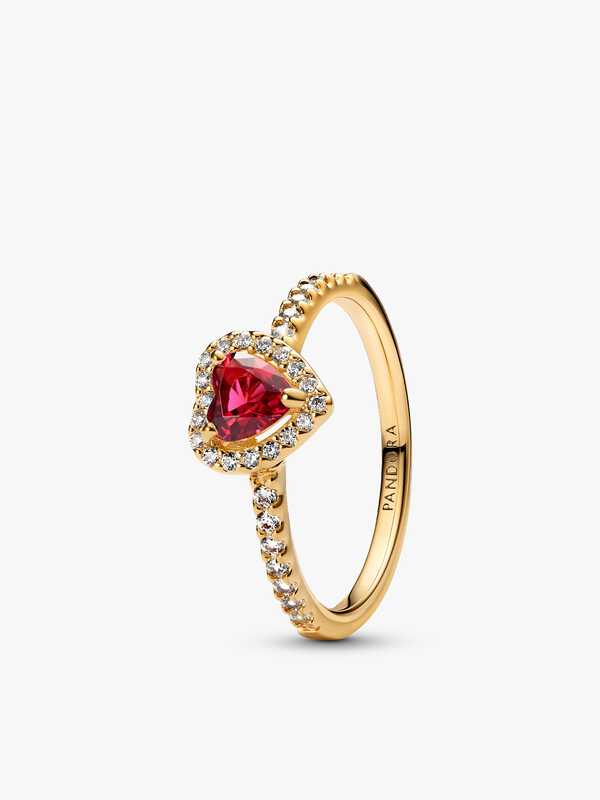Anillo Corazón en Relieve Rojo Dorado