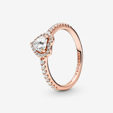Anillo Rose Gold Corazón en Relieve Blanco