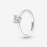 Anillo Solitario Corazón Mediano Brillante