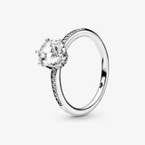 Anillo Solitario Con Corona Brillante