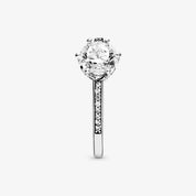 Anillo Solitario Con Corona Brillante