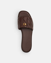 Sandalias Coach Slide Acolchadas Marrón Chocolate con Logo Dorado