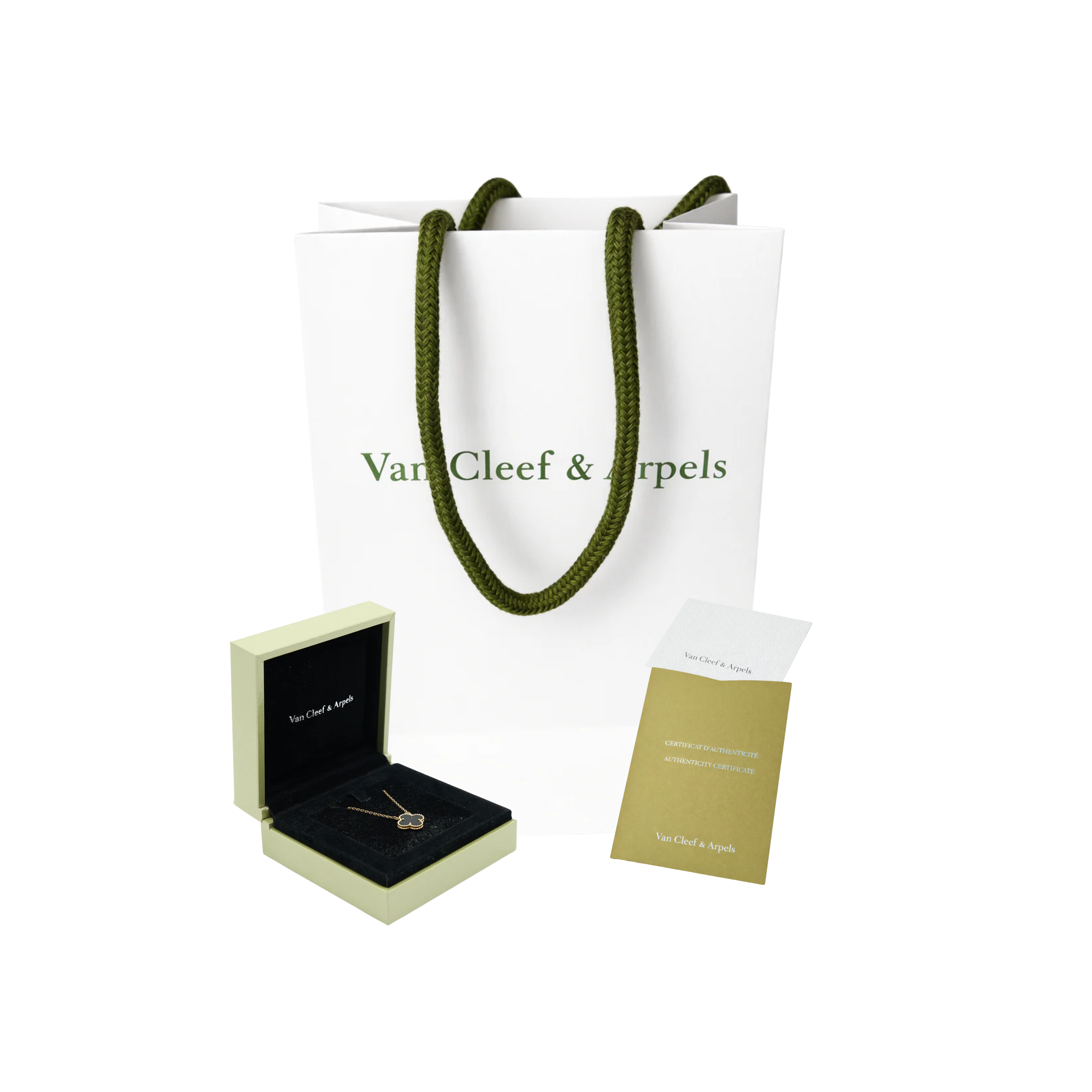 Caja + Bolsa + Certificado Van Cleef