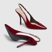 Zapato de salón Gucci Signoria con talón descubierto Rojo