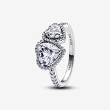 Anillo Doble Corazon Blanco