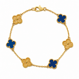 Pulsera Van Cleef Dorado y Azul Treboles Pequeños