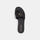 Sandalias Coach Slide Negras Acolchadas con Logo Dorado