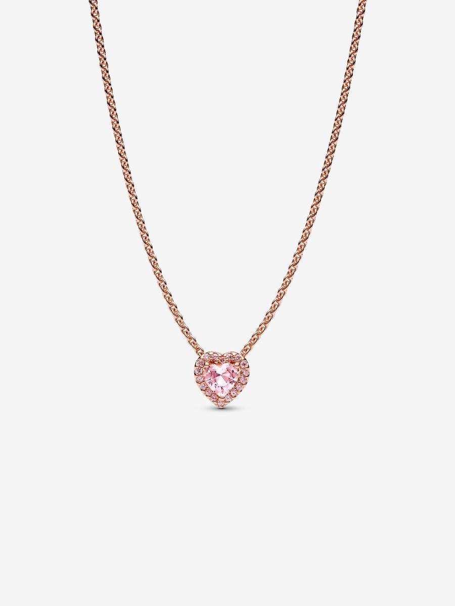 Collar Oro Rosa Piedra Brillante Rosa