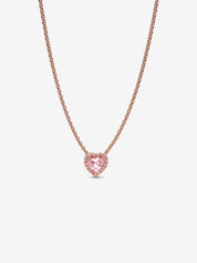 Collar Oro Rosa Piedra Brillante Rosa