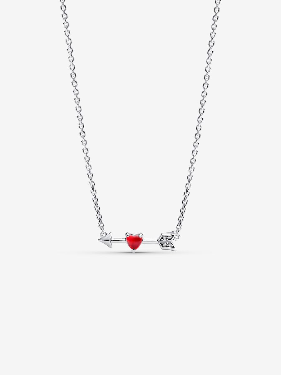 Collar Flecha y Corazón Rojo Cristal de Murano Plata de primera ley