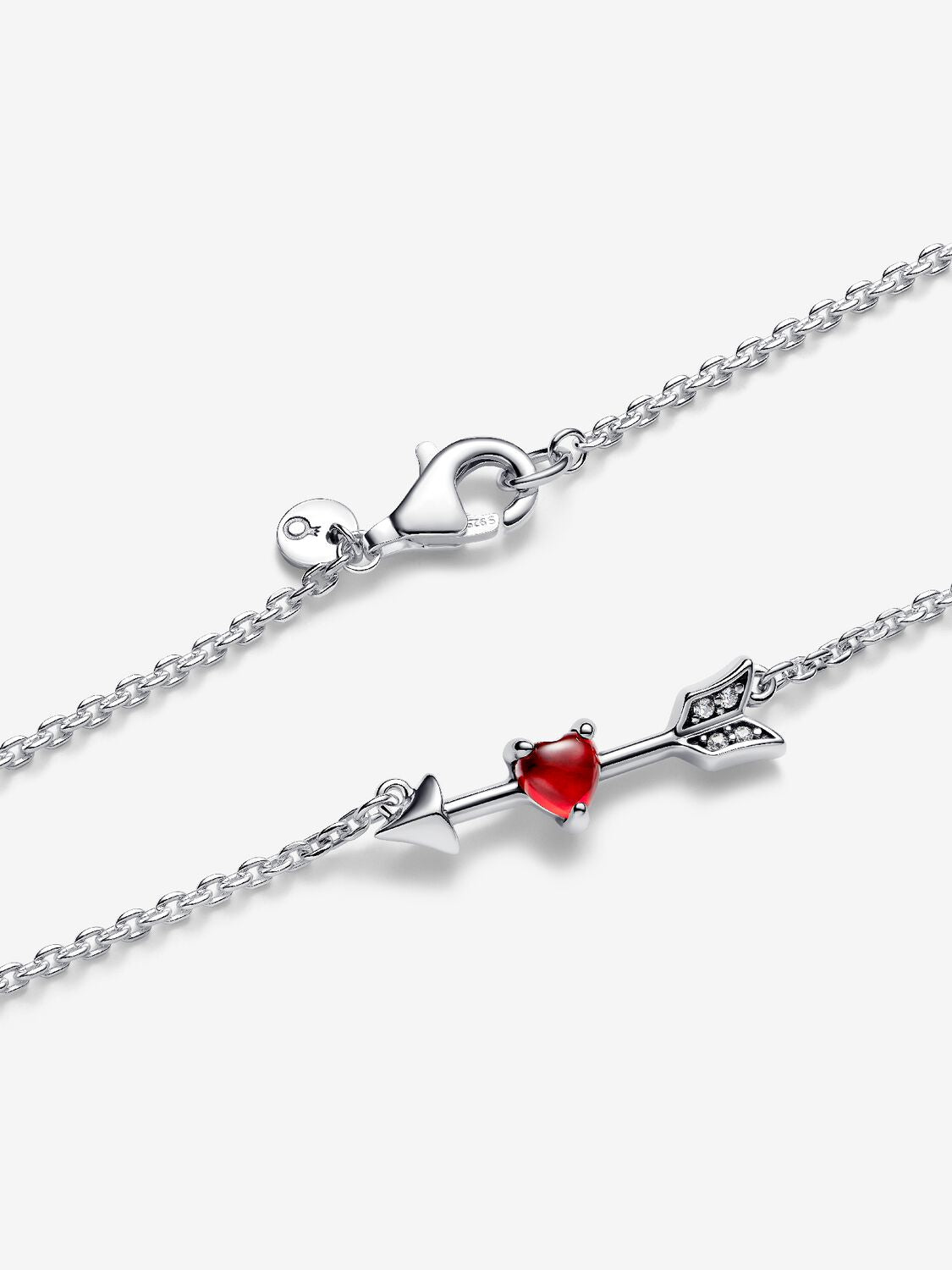 Collar Flecha y Corazón Rojo Cristal de Murano Plata de primera ley