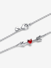 Collar Flecha y Corazón Rojo Cristal de Murano Plata de primera ley