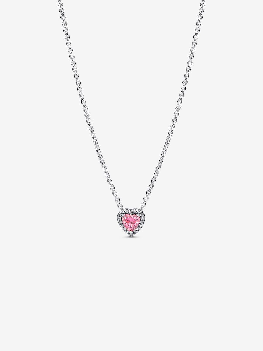 Collar Corazón Rosa Halo Brillante