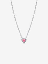 Collar Corazón Rosa Halo Brillante