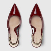 Zapato de salón Gucci Signoria con talón descubierto Rojo