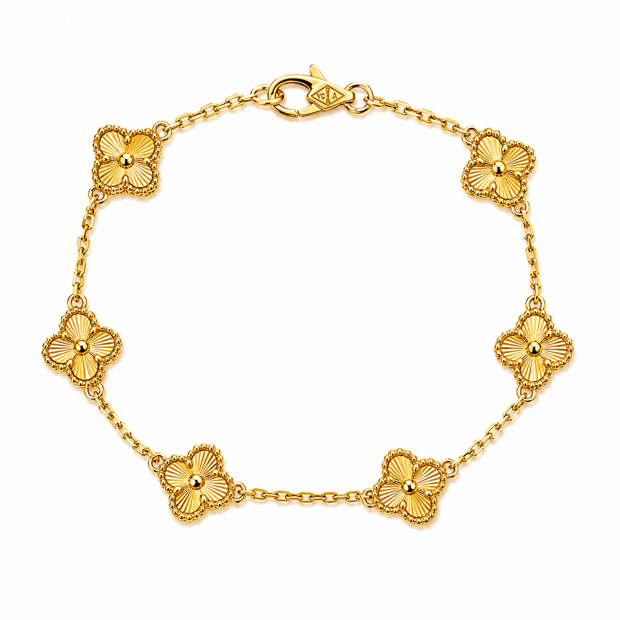 Pulsera Dorado Completo Van Cleef Treboles Pequeños