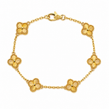Pulsera Dorado Completo Van Cleef Treboles Pequeños
