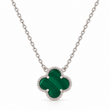 Collar Van Cleef 1 Trebol Verde Plateado