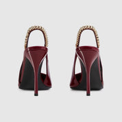 Zapato de salón Gucci Signoria con talón descubierto Rojo