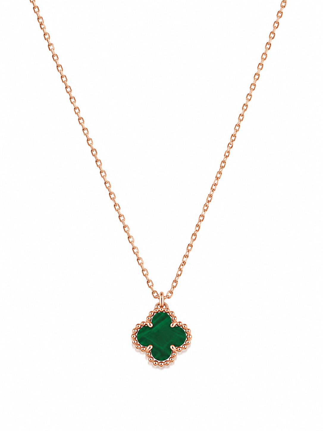 Collar Van Cleef Rose Gold 1 Trebol Verde Pequeño