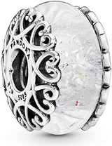 Charm Cristal Murano Blanco Iridiscente