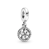Charm Colgante de Círculo de Copo de Nieve Brillante