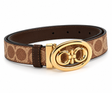 Cinturón Coach Signature Beige con Hebilla Dorada