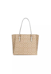 Coach Mollie Tote 30 en Lona Signature Beige con Asas Blancas OG