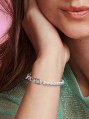 Pulsera de Eslabones Link y Perlas Cultivadas de Agua Dulce Pandora ME