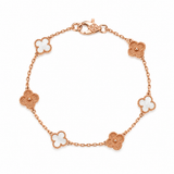 Pulsera Van Cleef Rose Gold y Blanco Treboles Pequeños