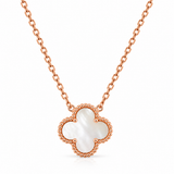 Collar Van Cleef 1 Trebol Blanco Rose Gold