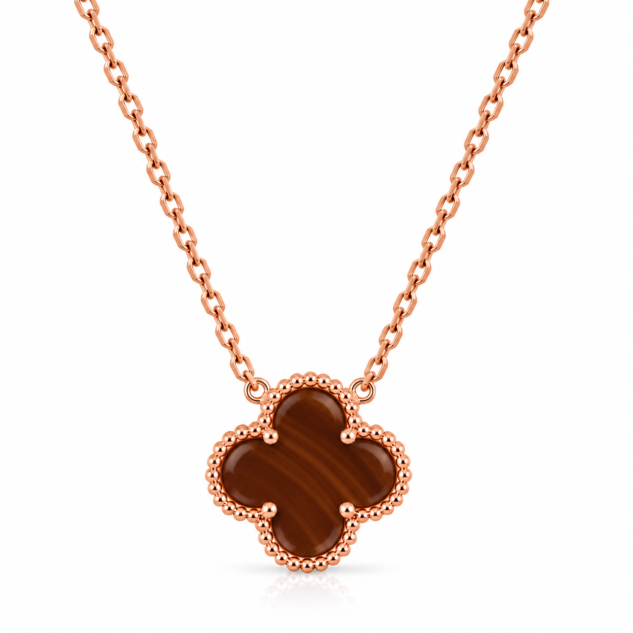 Collar Van Cleef 1 Trebol Marron Rose Gold