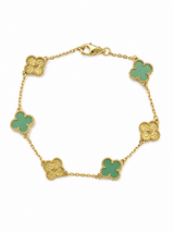 Pulsera Van Cleef Dorado y Verde Claro Treboles Pequeños