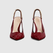 Zapato de salón Gucci Signoria con talón descubierto Rojo