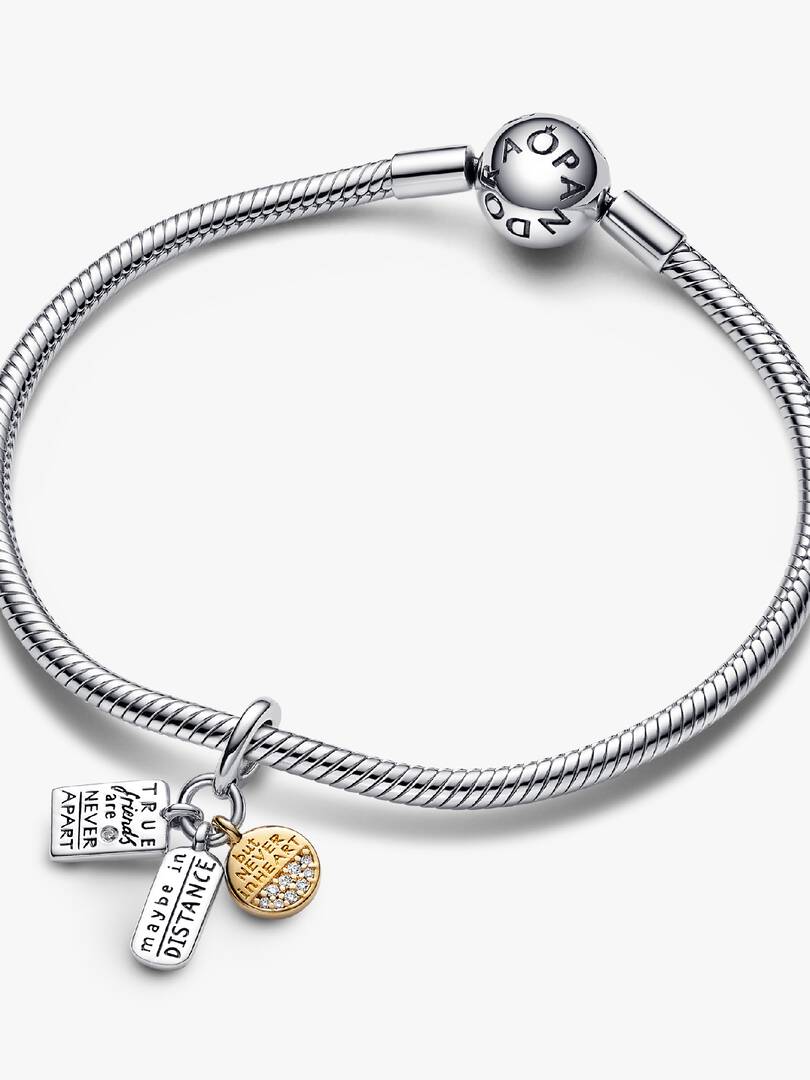 Charm Colgante Triple Amistad Dos Tonos