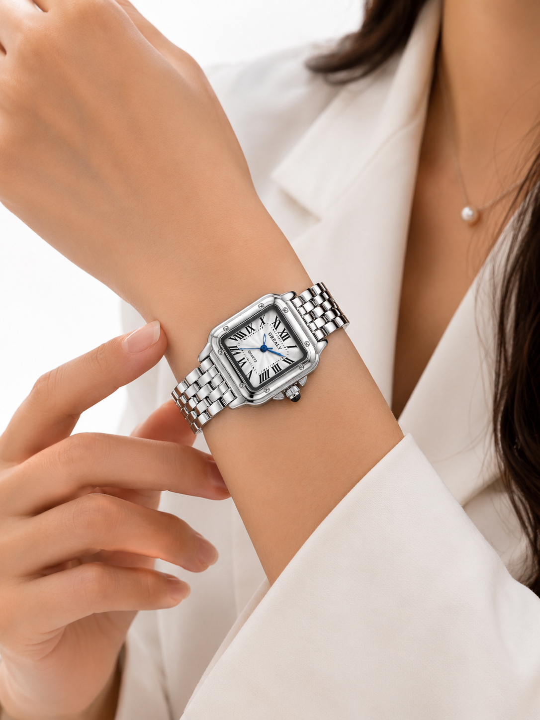 Reloj GREALY Plateado Tipo Cartier