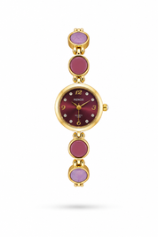 Reloj RENOS Redondo Con Gemas Fucsia Oscuro