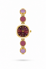 Reloj RENOS Redondo Con Gemas Fucsia Oscuro